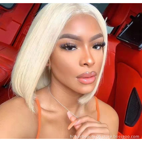 Best Seller Wholesale  Human Hair Lace Front Straight Unprocessed Raw Brazilian Hair Blonde Bob Wig